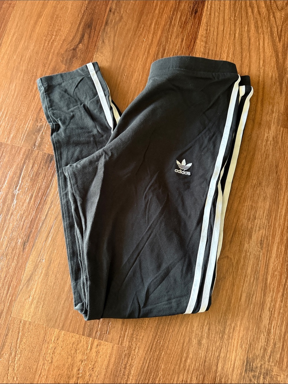 adidas Black Jogger Pants with White Side Stripes - Kids
